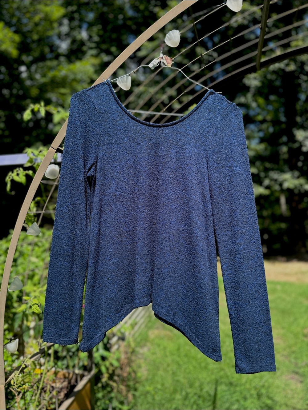Anthropologie, Akemi + Kin Navy Textured Long-Sleeve Scoop Back Top